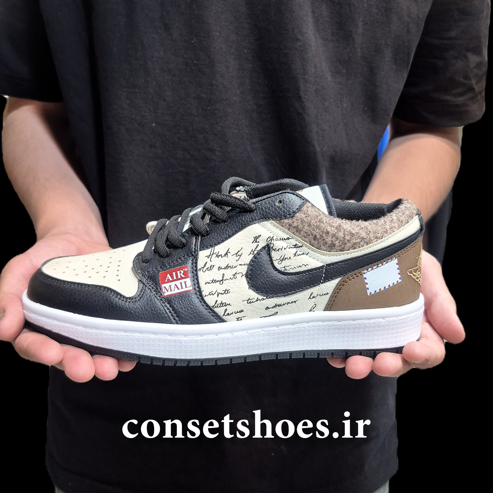 جردن وان بلک میل air jordan one low black mail